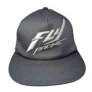 Fly Racing Snapback Mesh Back Trucker Hat Gray One Size Embroidered
